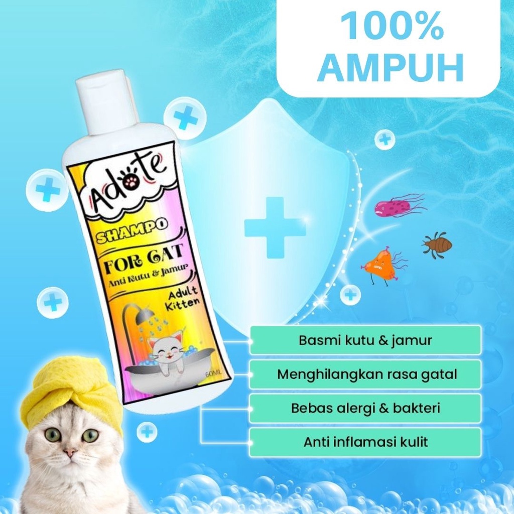 Sampo For Cat ADOTE Shampoo Kucing Anjing Kelinci ANTI KUTU &amp; JAMUR FEFARM