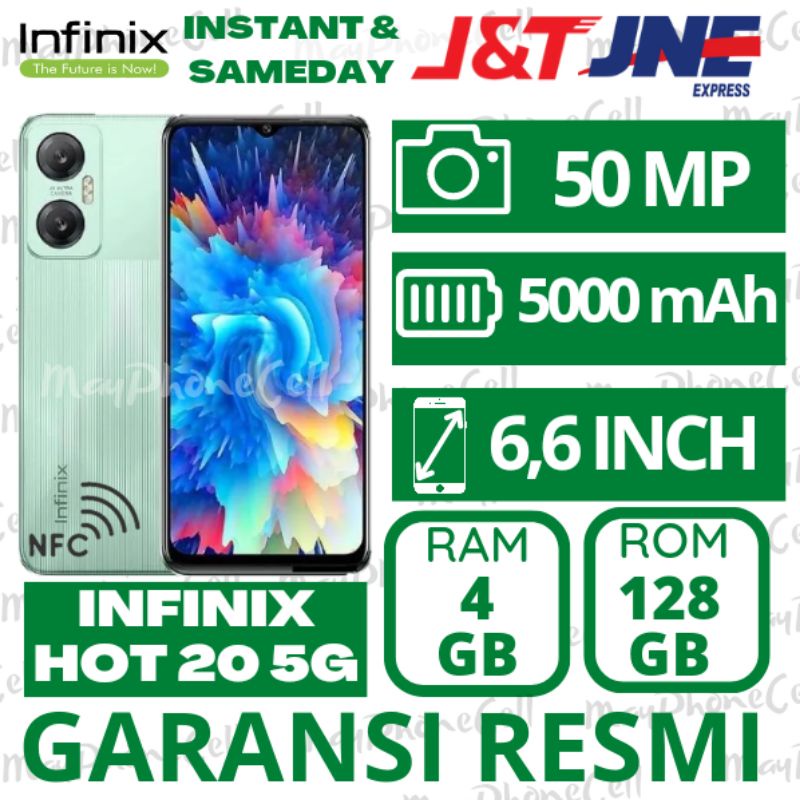 Infinix Hot 20 5G Ram 4GB Internal 128GB 4/128 GB Handphone Baru New Bergaransi Resmi Extented Ram Imei Terdaftar Kemenperin Original Murah