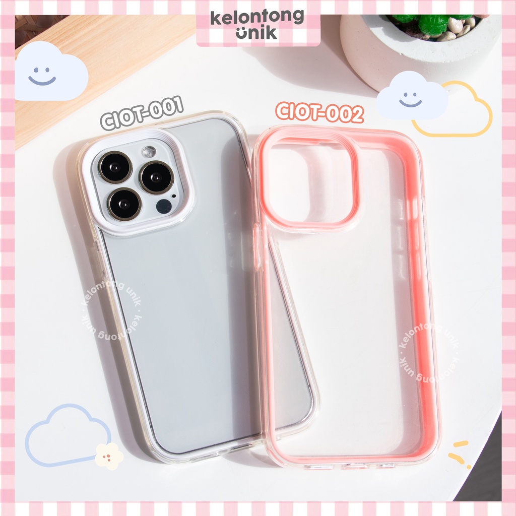 (Seri 1) For iPhone - 3 in 1 Two Layers Protection Candy Color Transparent Ring Shockproof Case