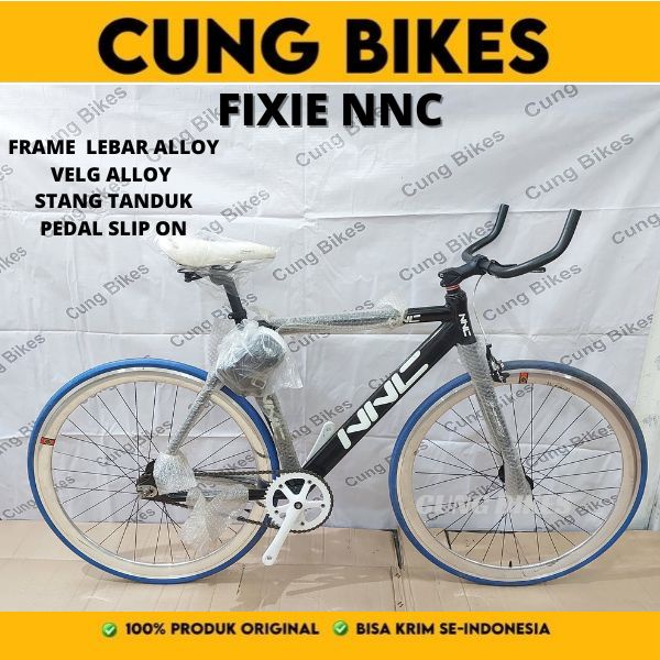 Sepeda Fixie Road Bike ALLOY FRAME velg tinggi pedal slip on