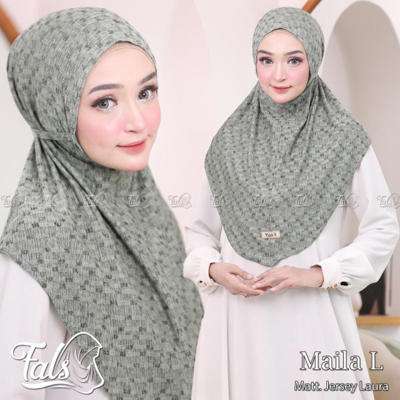 ( Ori Fals ) MAILA L•jilbab instan jersey laura•hijab bergo tali motif