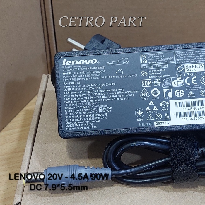 Adaptor Charger Lenovo Thinkpad R400 R500 SL410 SL510 T400 T61 R61 Series 90W