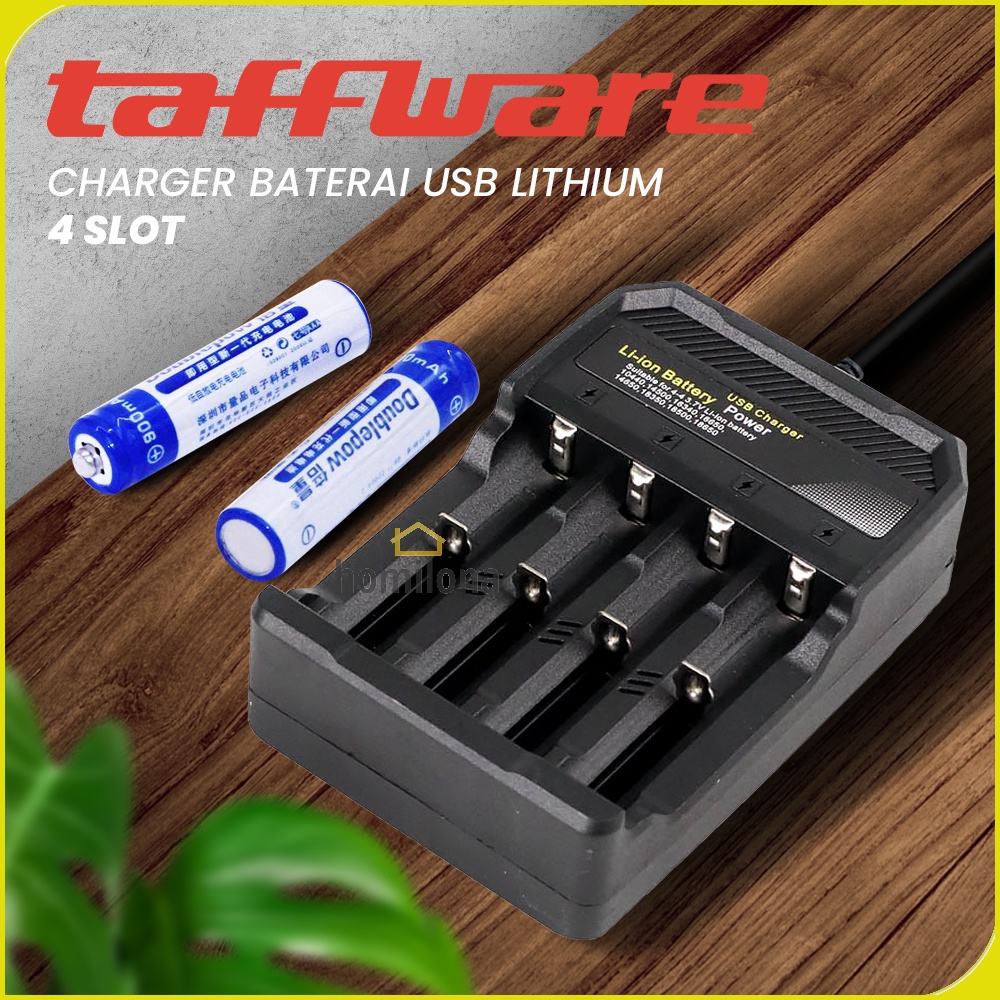 Charger Baterai USB Lithium 18650 4 Slot Taffware MS-5D84A Black