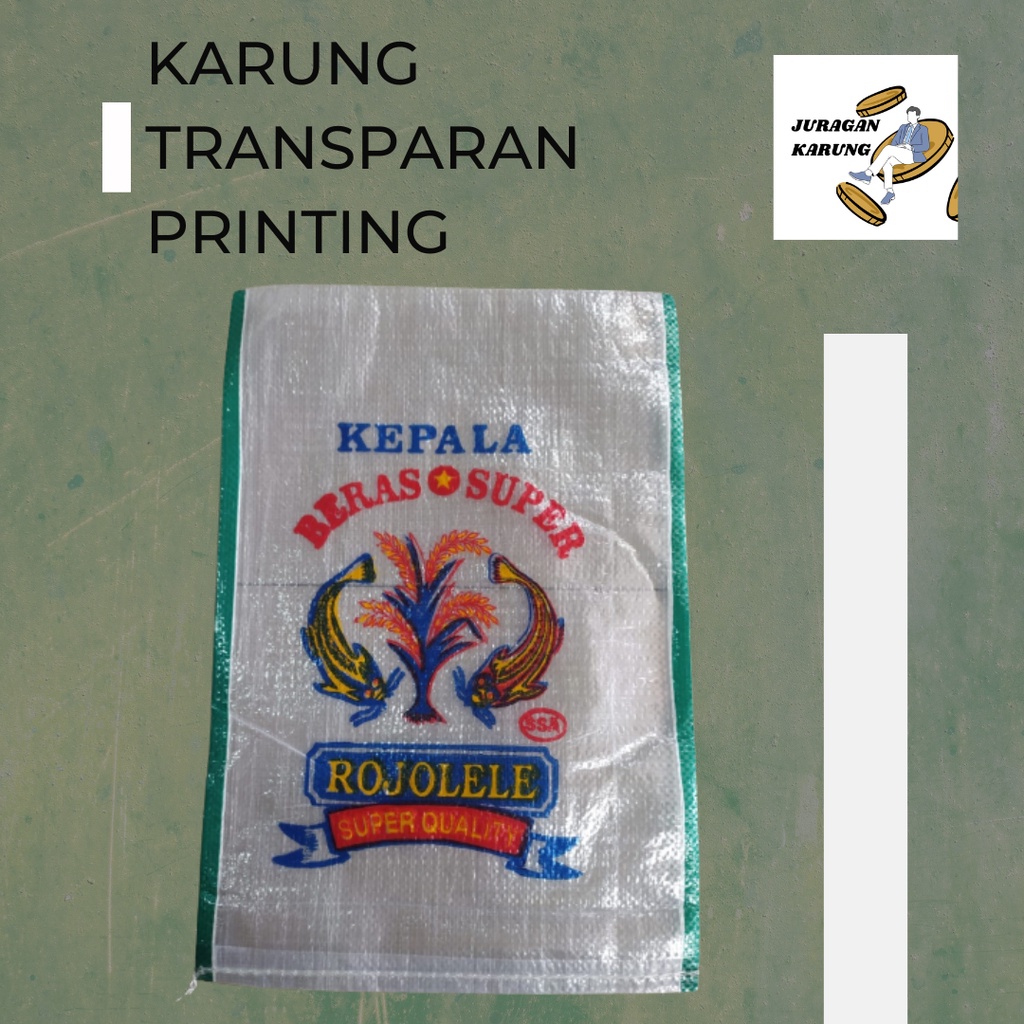 Karung Printing Transparan Lele Super rojo lele List Hijau Beras Super