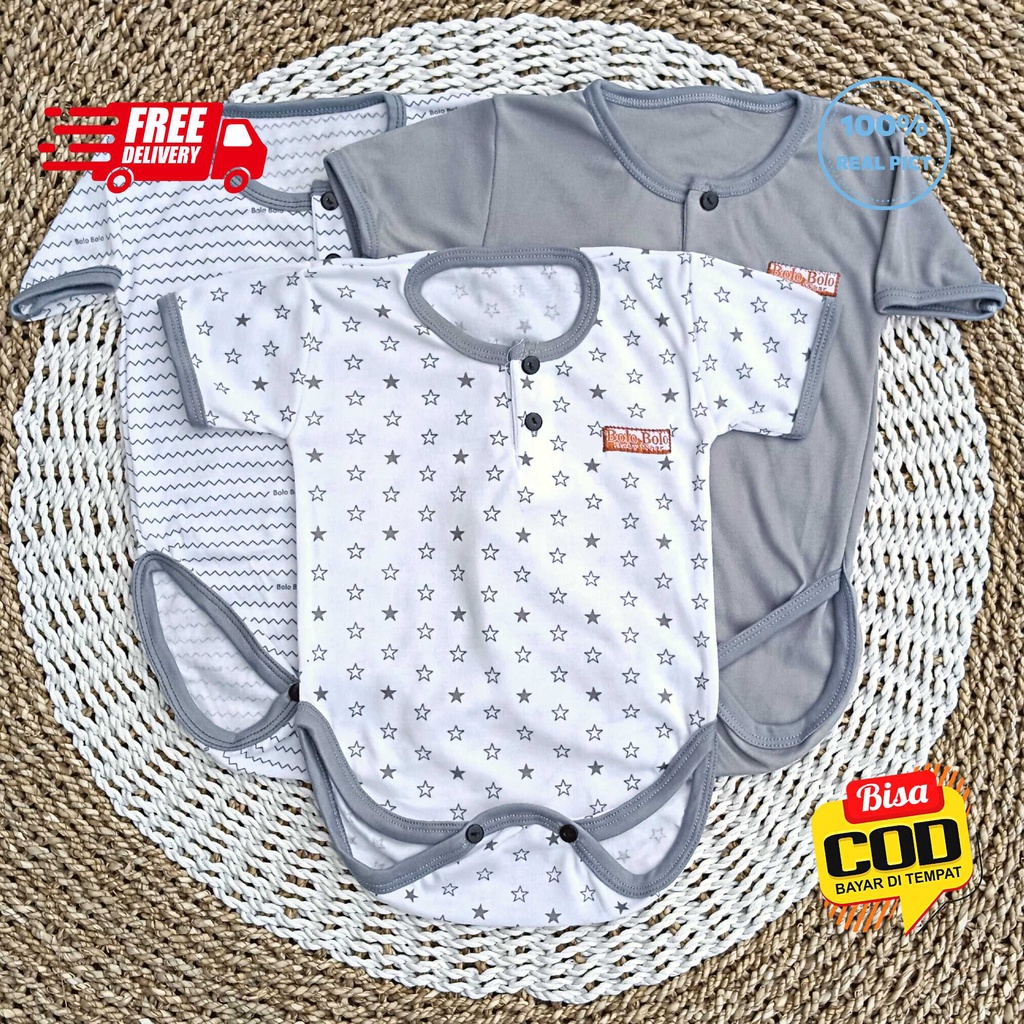 SALE 7.7 Serian Abu - 3 pcs Jumper Baju Bayi GREY SERIES 0 sd 6 Bulan merk SNI Bolo - Bolo