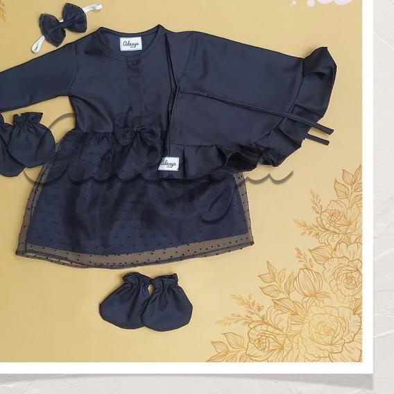 Baju muslim bayi perempuan/gamis newborn Navy - Alika Navy, Newborn