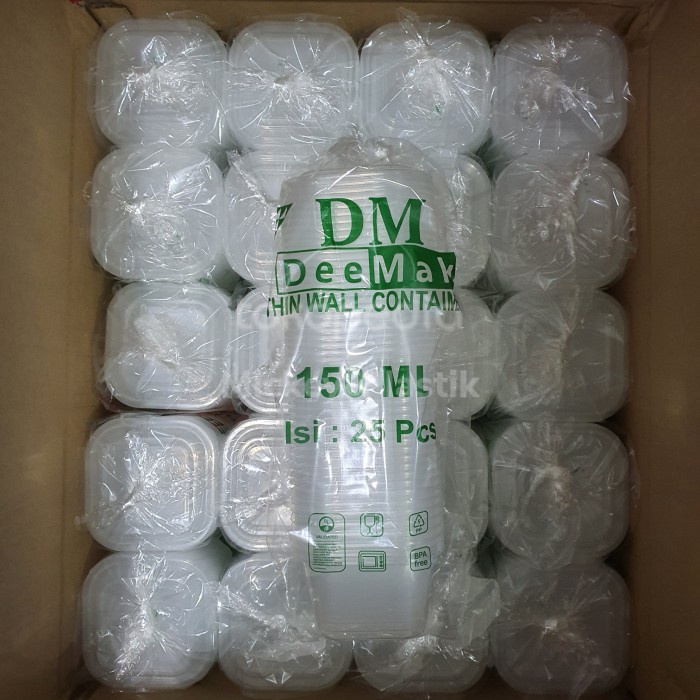 TERBARU Thinwall DM Container 150 ML / Kotak Makan DM 150ml SQ/SegiEmpat 25Set - Dm150 ML sq