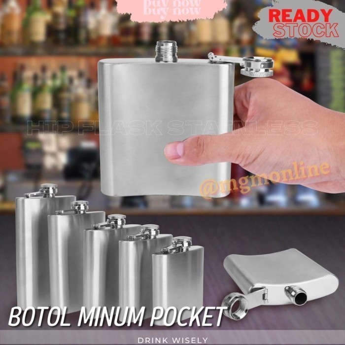 Botol pocket Stainless 252ml Hip Flask 8oz liquor botol minuman keras