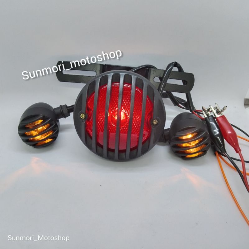 (PAKET) LAMPU STOP LED BELAKANG MOTOR VARIASI + SEN SEIN TERALIS CUSTOM JAPSTYPE CHOPPER CAFERACER B