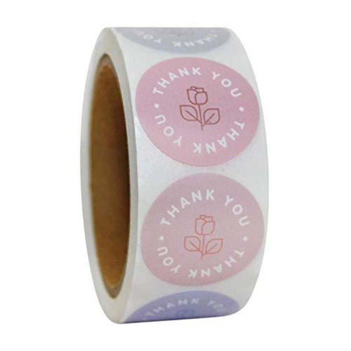 

Gumelar 500Pcs Roll Stiker Label Segel Desain Mawar Thank You H