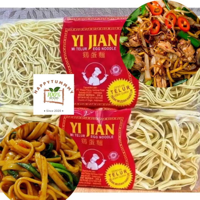 

HPT - Mie Telur Yi Jian 200 Gram / Yijian Egg Noodle MIE TELUR GEPENG/BULAT KECIL HALUS