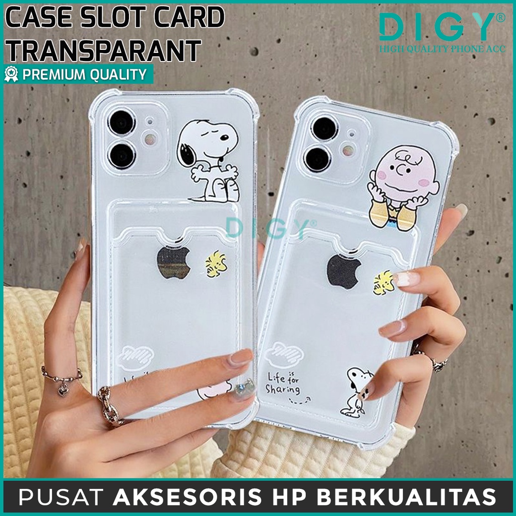 iPhone  14 6.1  14 pro 6.1  14 plus 6.7  14 pro max 6.7  12 6.1 Case Slot card Transparant / bening Motif karakter animal