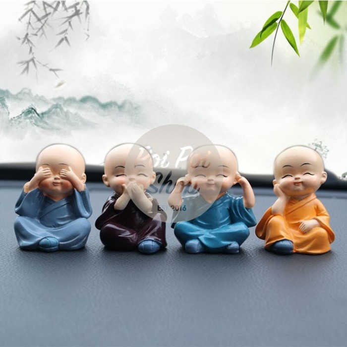 

Pajangan Dashboard Mobil Boneka Patung Shaolin isi 4 per set Biksu - shaolin