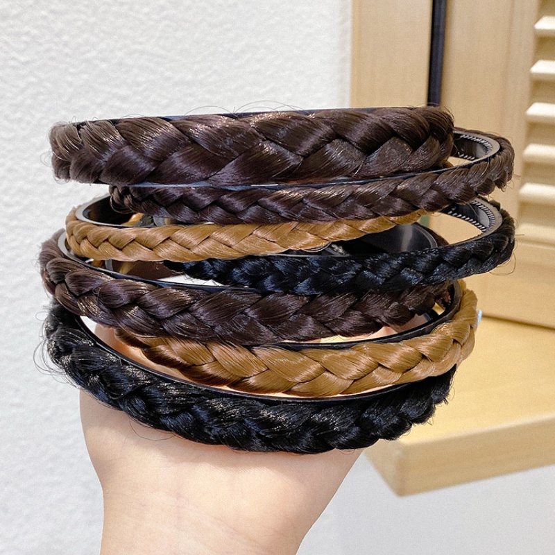 Headband Rambut Palsu Model Kepang Non slip Untuk Wanita