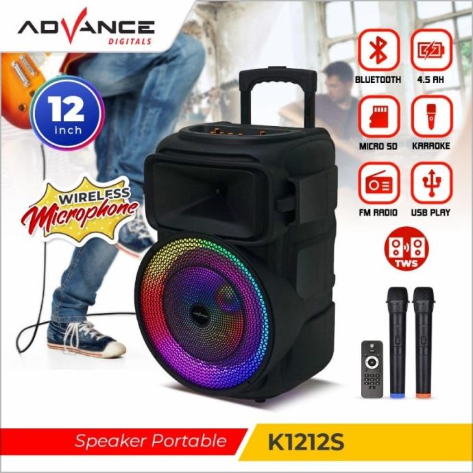 LH804 SPEAKER PORTABLE BLUETOOTH ADVANCE K1212S - 12 INCH FREE MIC 2 B BRG56456ER