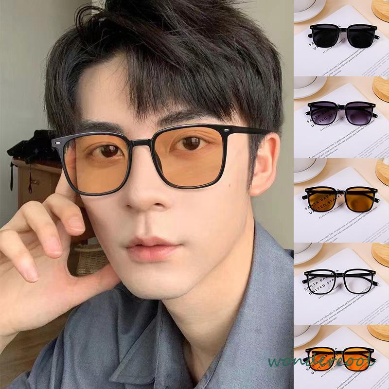 Kacamata Hitam Anti Radiasi Kacamata Korea Fashion Retro Bingkai Hitam Sunglasses Untuk Wanita/Pria-Won