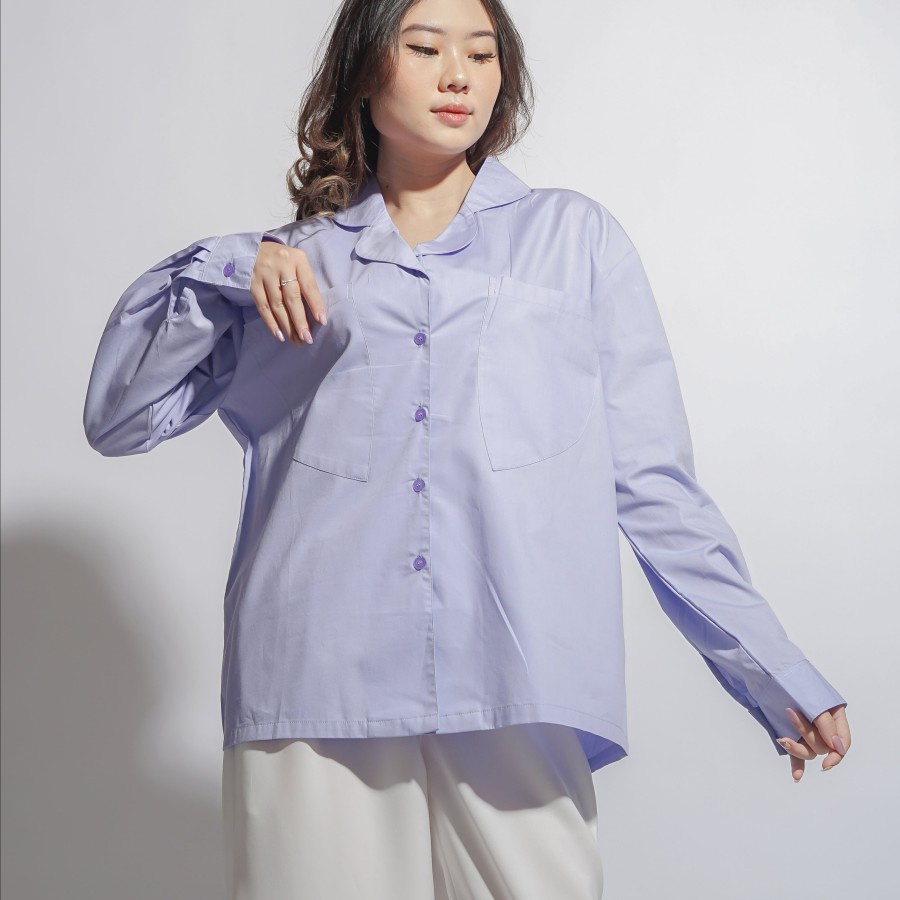 Seroja Kemeja Wanita Blouse Katun Poplin Seras by Darling Angel