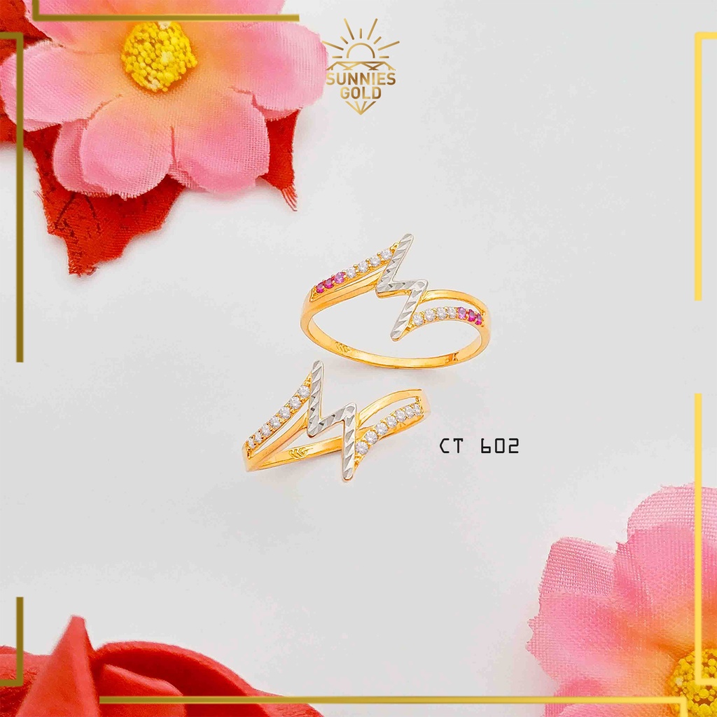 CINCIN PETIR WANITA EMAS ASLI KADAR 375/8K DAN 300/6K CINCIN MODEL PETIR SIMPEL MEWAH ELEGAN CT 602