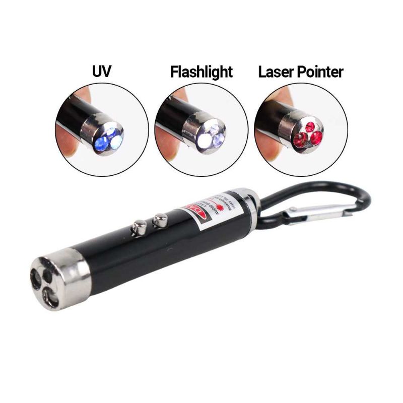 3 in 1 Red Laser Pointer 1mw 650nm + Flashlight &amp; UV - A-LPP-006