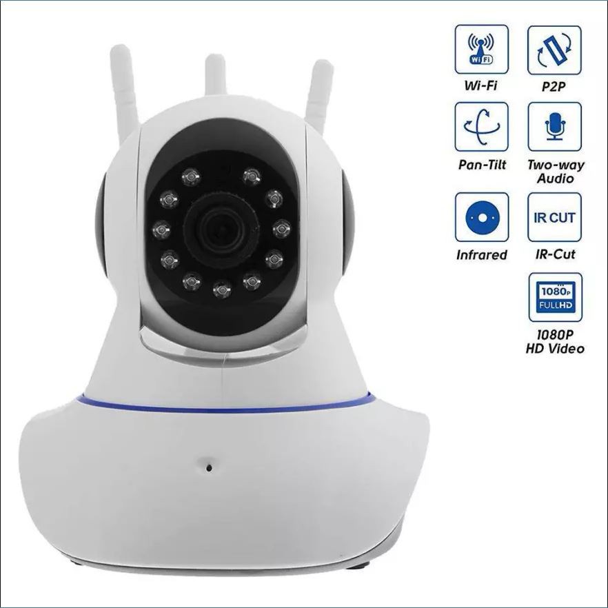 CCTV IP Cam Wifi 3 Antena FREE SD CARD 1080p HD IP Camera Wireless 360° View Night Vision Infrared