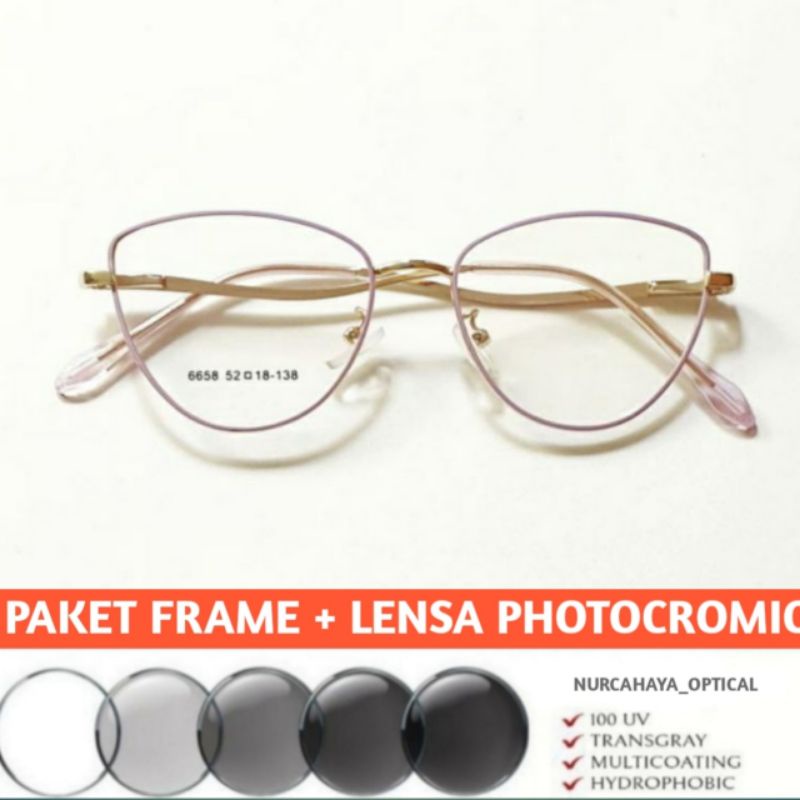 frame 6658 kacamata wanita antiradiasi ( photocromik/blueray/crmc)