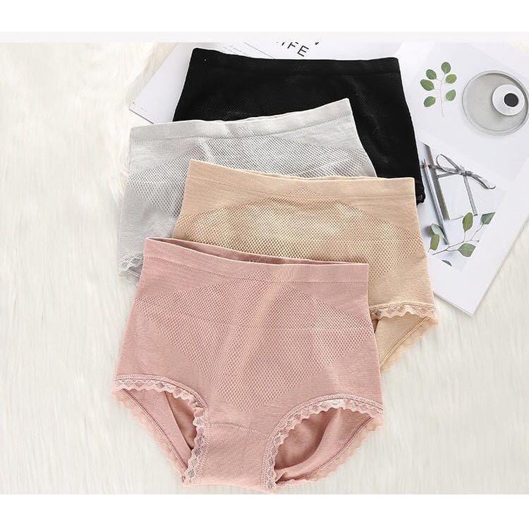 ❀ Chingu ❀ PW160 Celana Dalam Wanita Model High Waist Motif Sarang Lebah Import COD