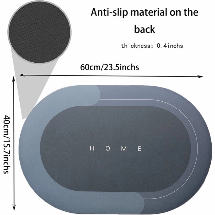 Keset Diatomite Oval Anti Slip Keset Kaki Diatomite Cepat Kering