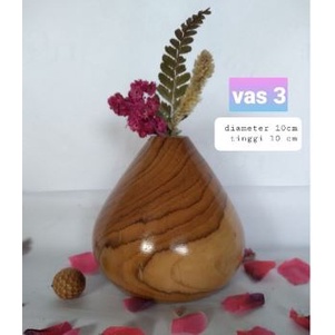 VAS BUNGA KAYU JATI ASLI  MODEL BULAT KERUCUT 2