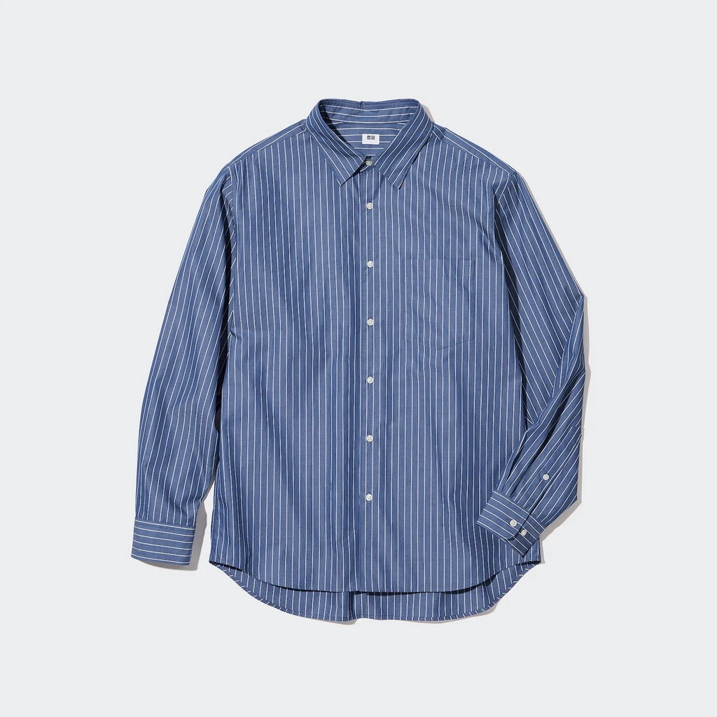UNIQLO Kemeja Broadcloth Garis Lengan Panjang Pria JASTIP BATBOY