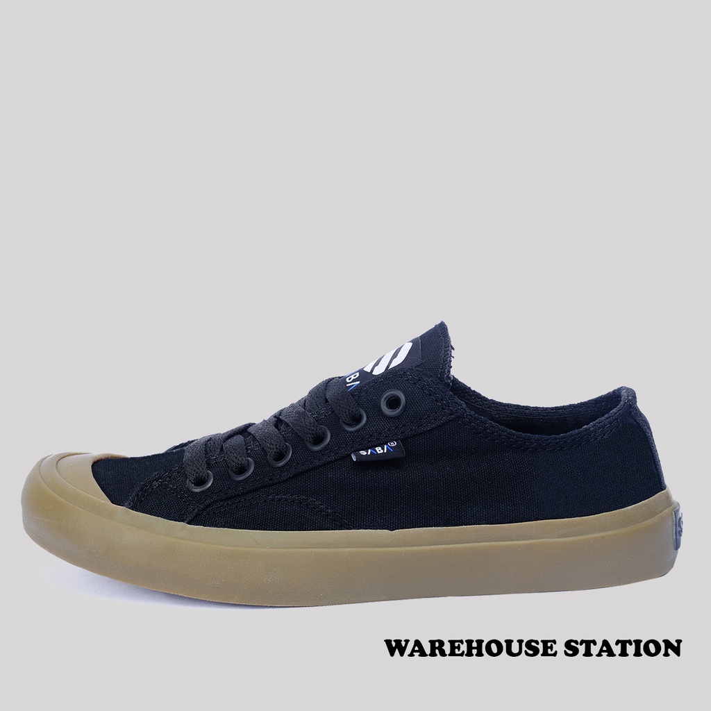 SABA Basic Low Black Gum - Sepatu Sneakers Casual Pria Wanita