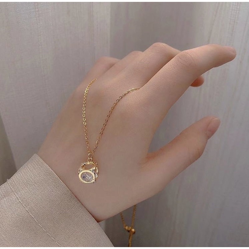 Voka Titanium Necklace / Kalung Kotak Lucu Lapis Emas 18k Korea