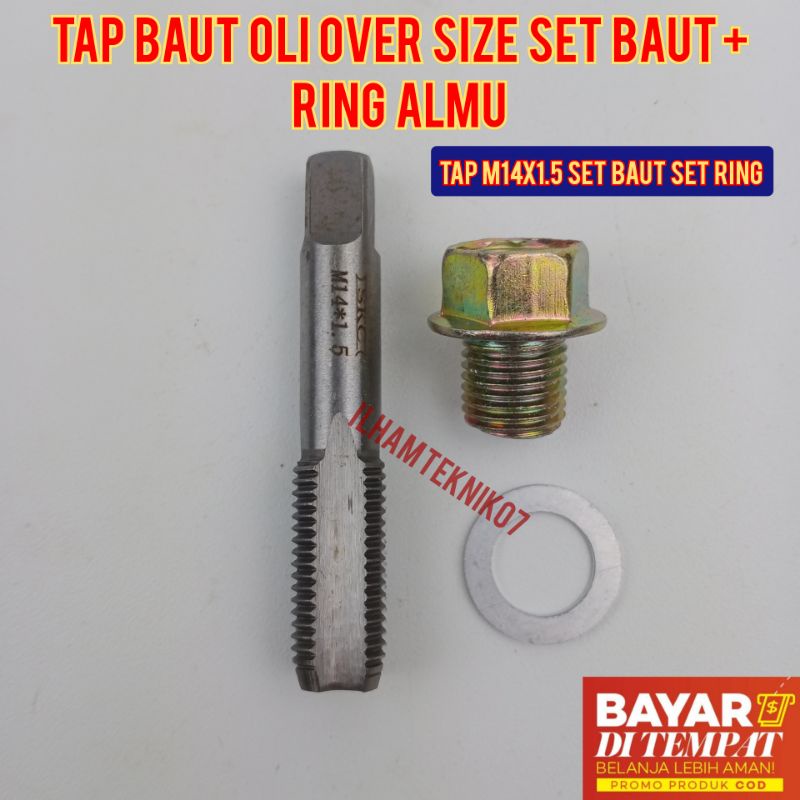 tap baut oli over zize baut 19 kunci 19 set baut set ring almunium tap mesin tap m14x1.5