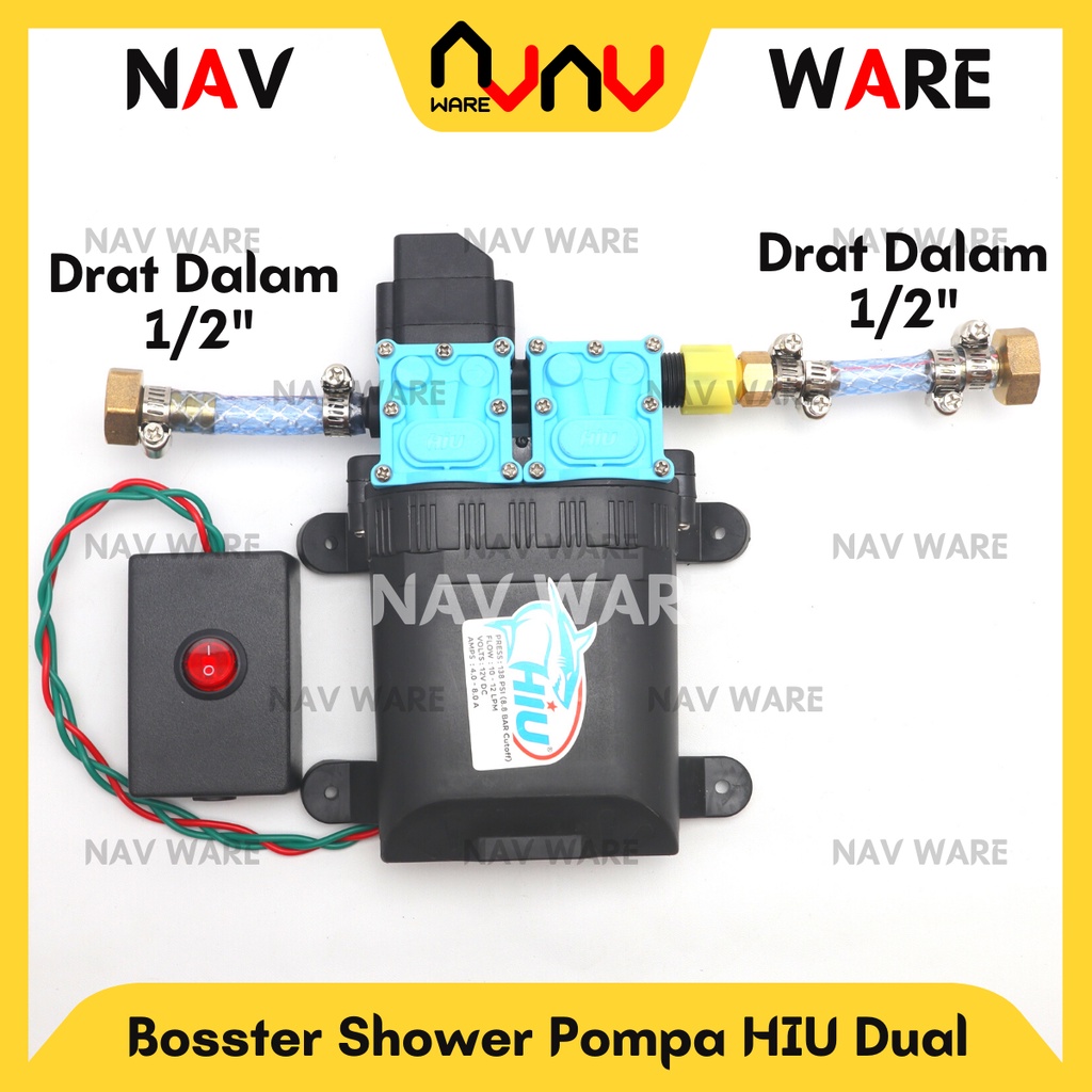 Jual Paket Booster Penguat Air Shower Kamar Mandi Pompa Air HIU Dual ...