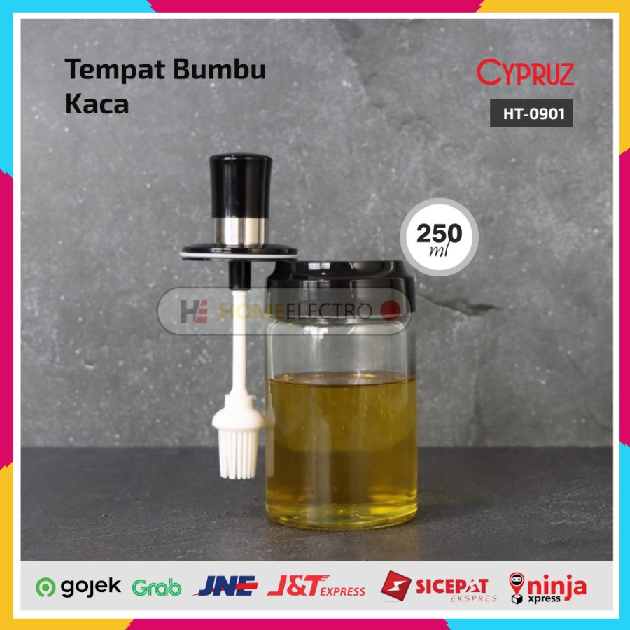 Cypruz HT-0901 Tempat Bumbu Kaca Sendok Kuas 250ml