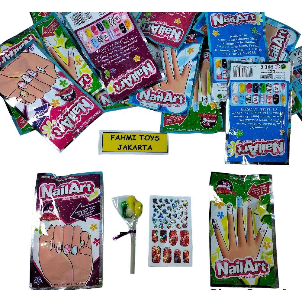 

20 pcs permen sticker kuku nail art mainan dan permen