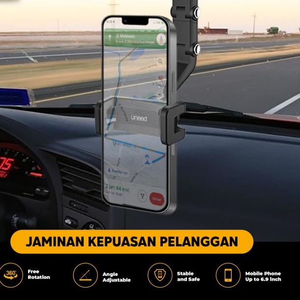 UNEED Car Phone Holder Rearview Mirror Adjustable Universal Holder - GREY