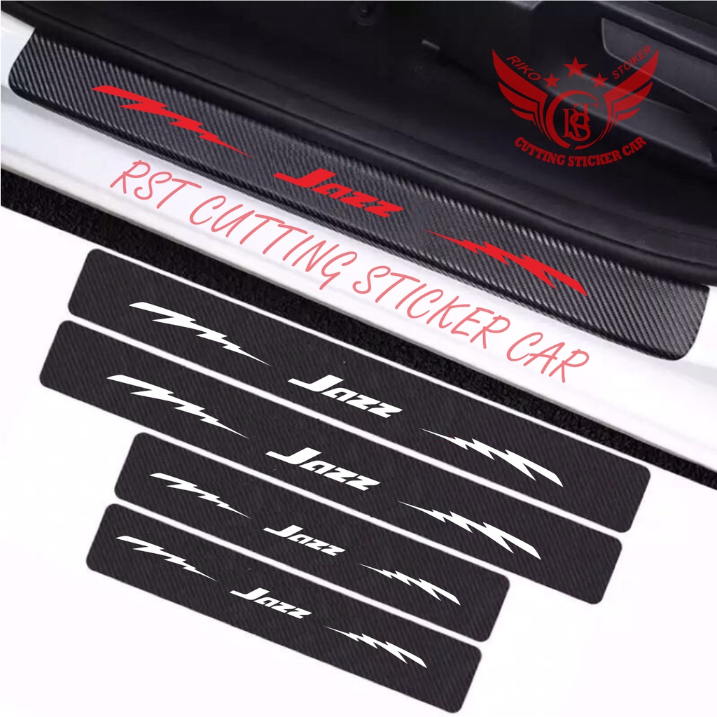 4pcs stiker mobil jazz karbon 3d pelindung bawah pintu mobil honda brio jazz mobilio