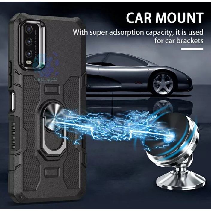 Case Armour VIVO Y12A Iring Cincin Magnetic Kesing Hp Protect kamera Premium Hard Case Standing Robot Pelindung Kamera