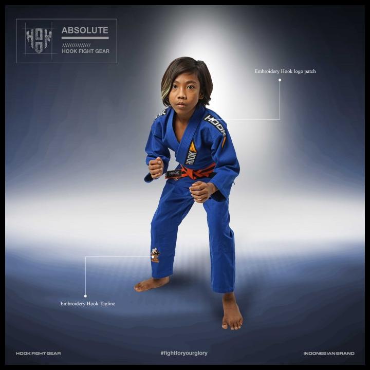 Gi Bjj Anak Hook Fight Gear, Gi Jiujitsu Anak, Bjj Gi Anak Hook