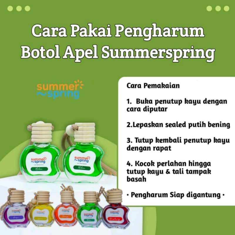 SUMMERSPRING Parfum Mobil Ruangan Kamar Mandi Lemari Botol Apel 10ml Scent Anti Mual