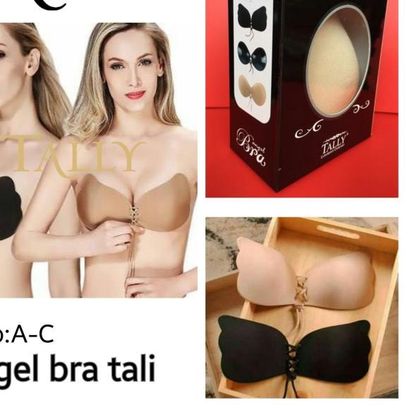 ANGEL WINGS BRA TALI SILIKON BRA TALLY (ADA BOX) TRUSTED ORIGINAL - Hitam, CupCTanpaKardus
