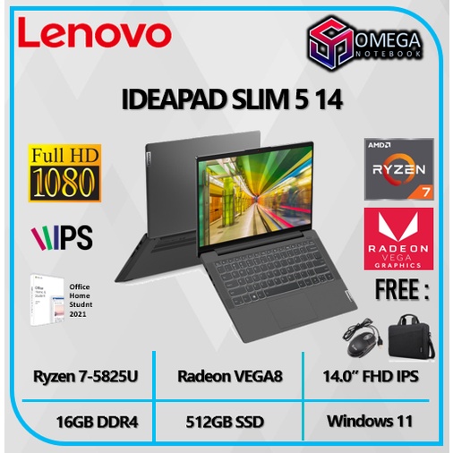LENOVO IDEAPAD SLIM 5 14 RYZEN 7 5825U 16GB 512SSD VEGA8 W11+OHS 14.0&quot;FHD IPS