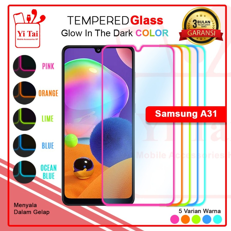 TEMPERED GLASS GLOW IN THE DARK Y TAI SAMSUNG A31 - GA