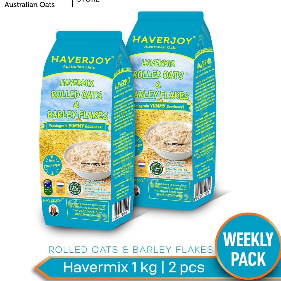 

Havermix Weekly Pack Rolled oats & Barley Flakes 1kg - 2pcs