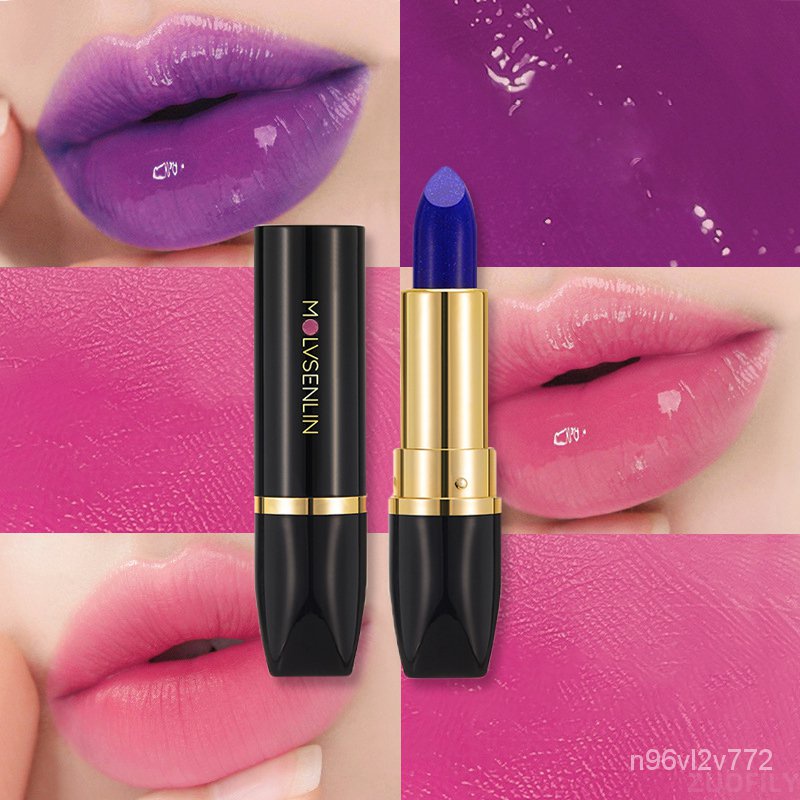 1Pc Lipstik Biru Berubah Menjadi Merah Muda Warna Bibir Magic Suhu Mengubah Warna Lipgloss Makeup Mo