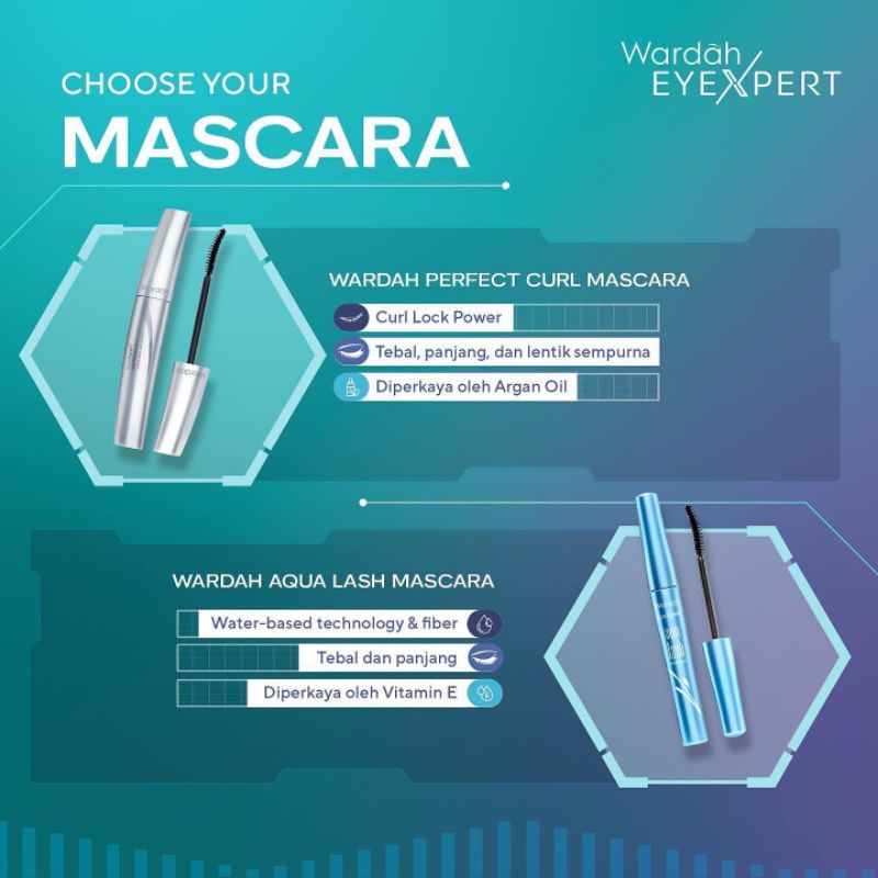 WARDAH Mascara EyeXpert Series (Aqua Lash | Perfect Curl | Volume Expert | Liftlast)