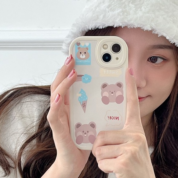 So Cute Ice Cream Bear Soft CaseINFINIX HOT 10 11 Play 11s 10s 9 Play Note 8 Smart 5 6 Lite Protect Case Cartoon White Girl