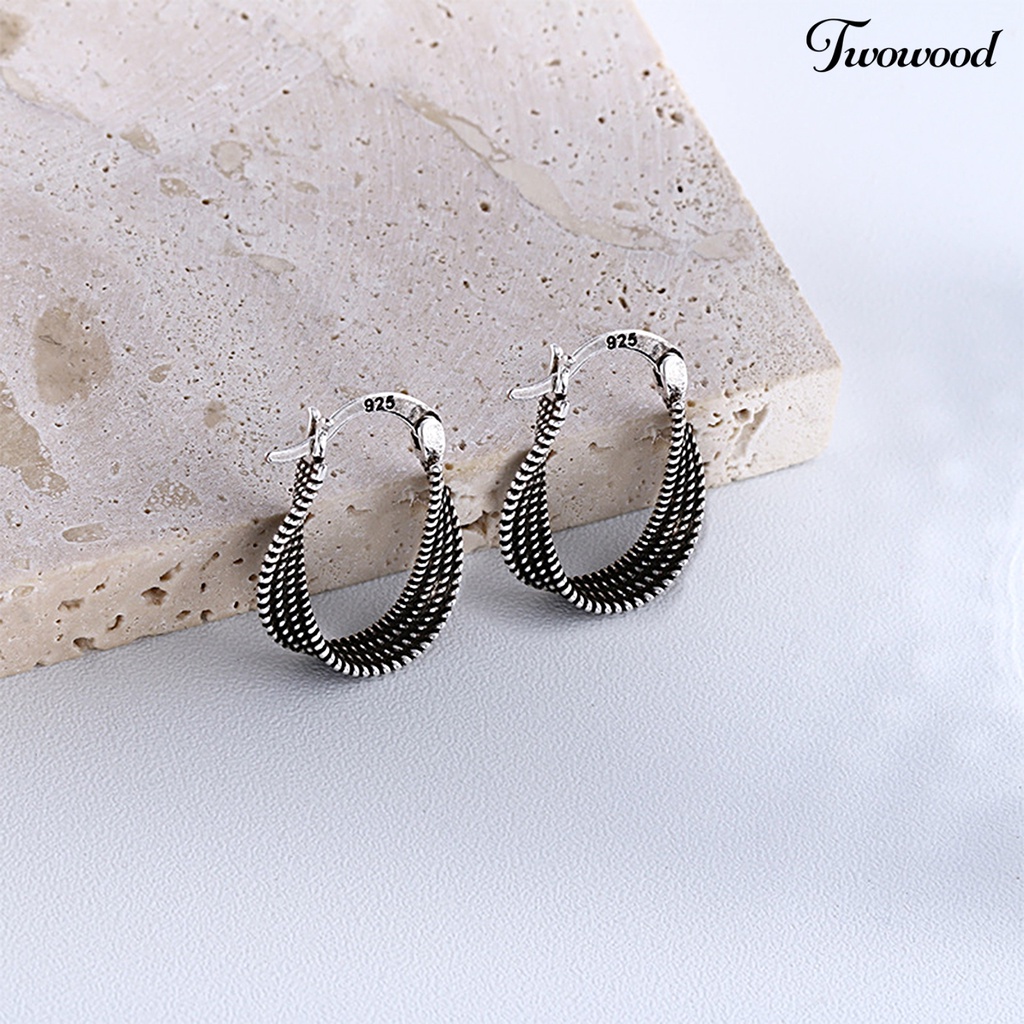 1pc Anting Wanita Model Twisted Plating Gaya Korea Untuk Pesta Pernikahan