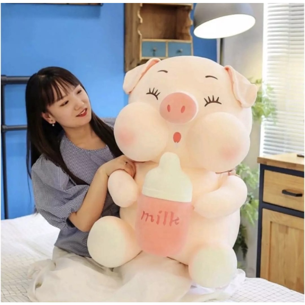 Boneka pig babi botol susu ukuran jumbo Boneka Lucu / Boneka lmut