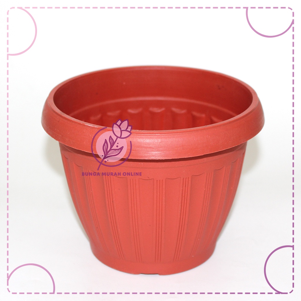 Pot Plastik Bulat Coklat Bata Kecil